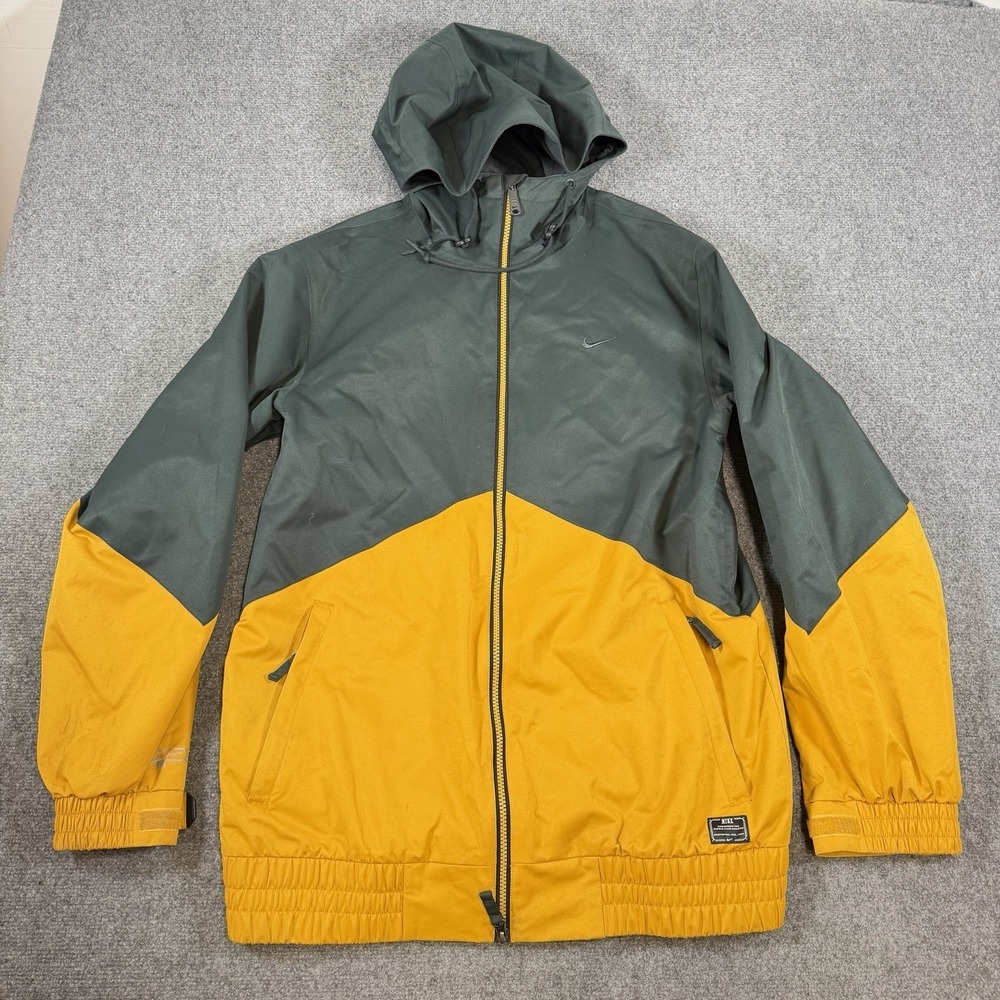 Nike Kampai Snowboard Ski Jacket Mens M Green Yellow Full Zip Storm Fit Coat